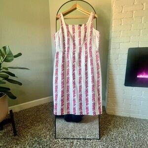 Ann Taylor White Dress with Pink/Purple Floral Pattern